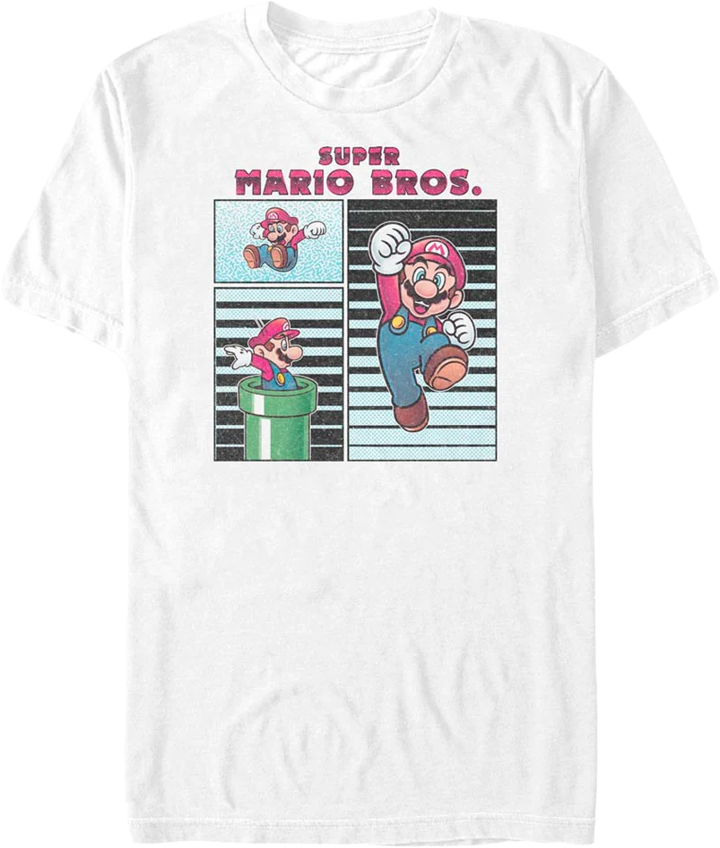 White Mario Poses Collage Super Mario Bros. T-Shirt