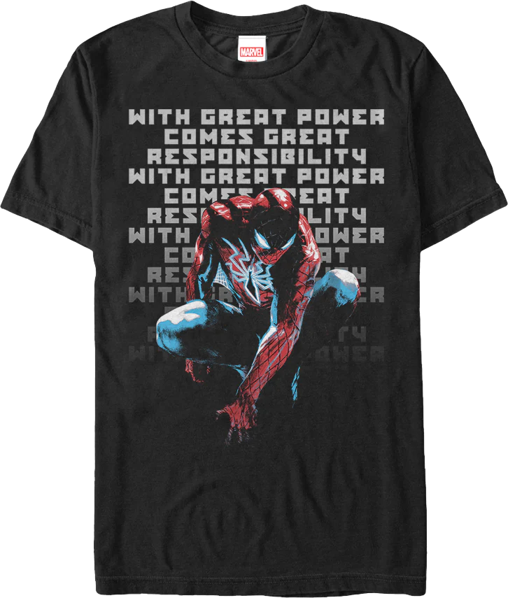 With Great Power Comes Great Responsibility Spider-Man T-Shirt