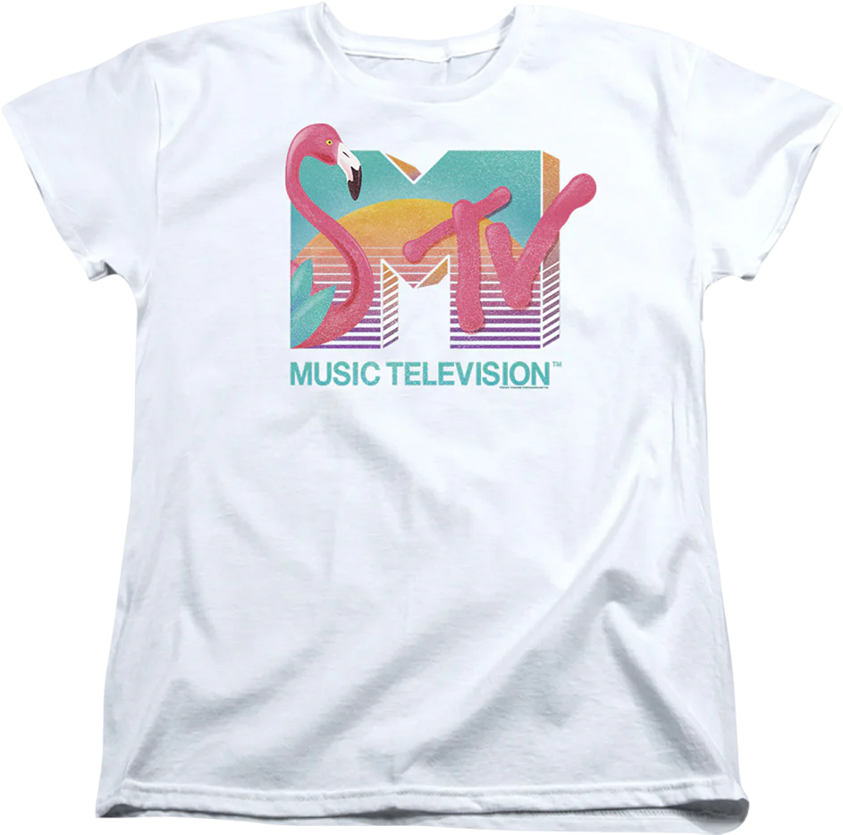 Womens Flamingo Sunset Logo MTV Shirt