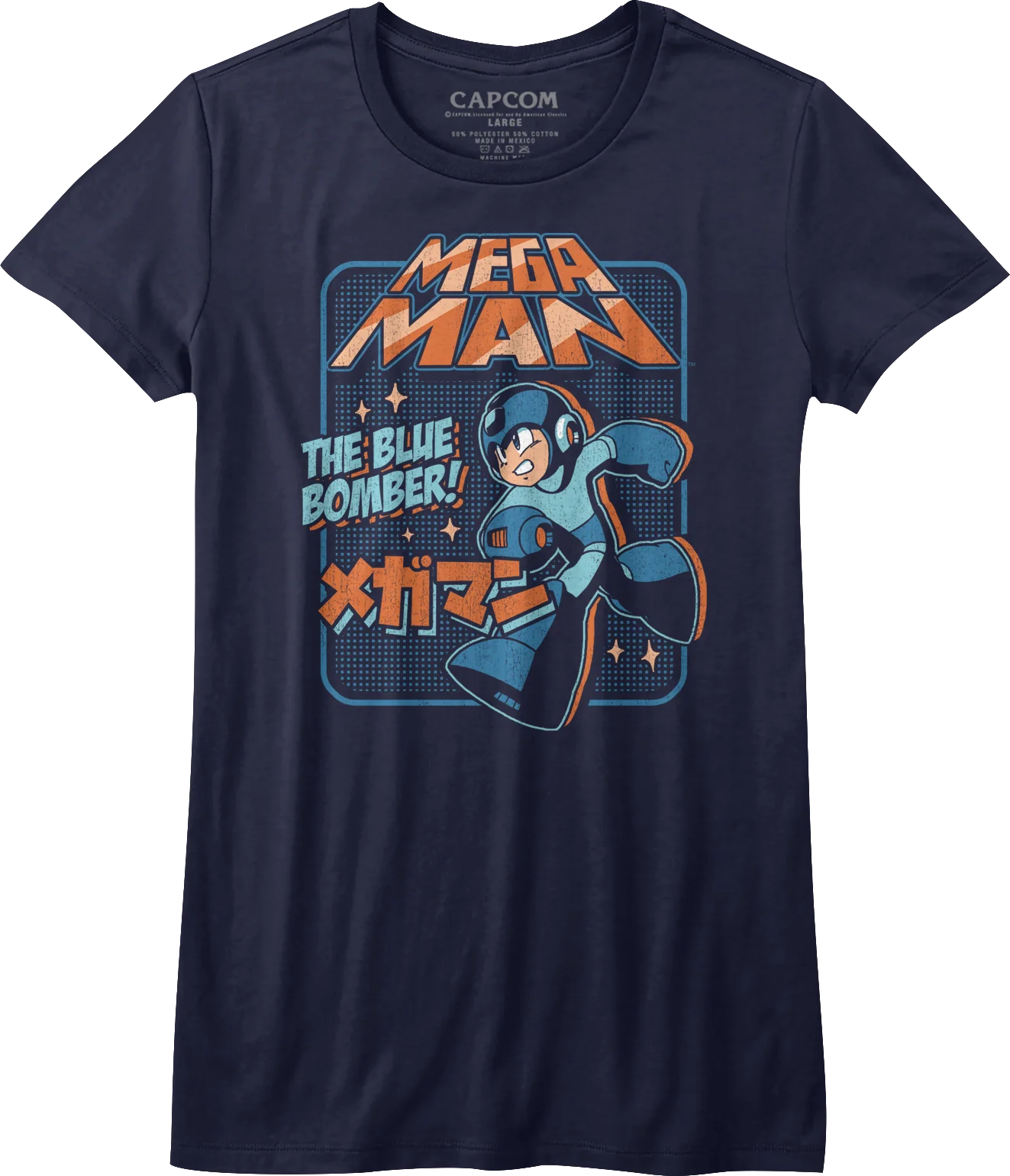 Womens Japanese Blue Bomber Mega Man Shirt