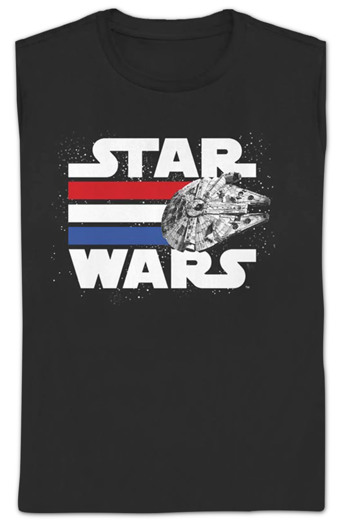 Womens Millennium Falcon Red White Blue Stripes Star Wars Shirt - Image 2