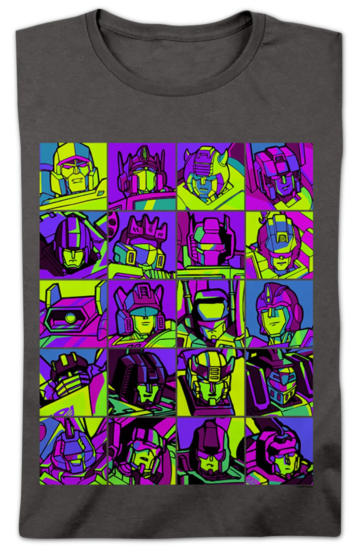 Womens Neon Pop Art Robot Collage Transformers Shirt - Image 2