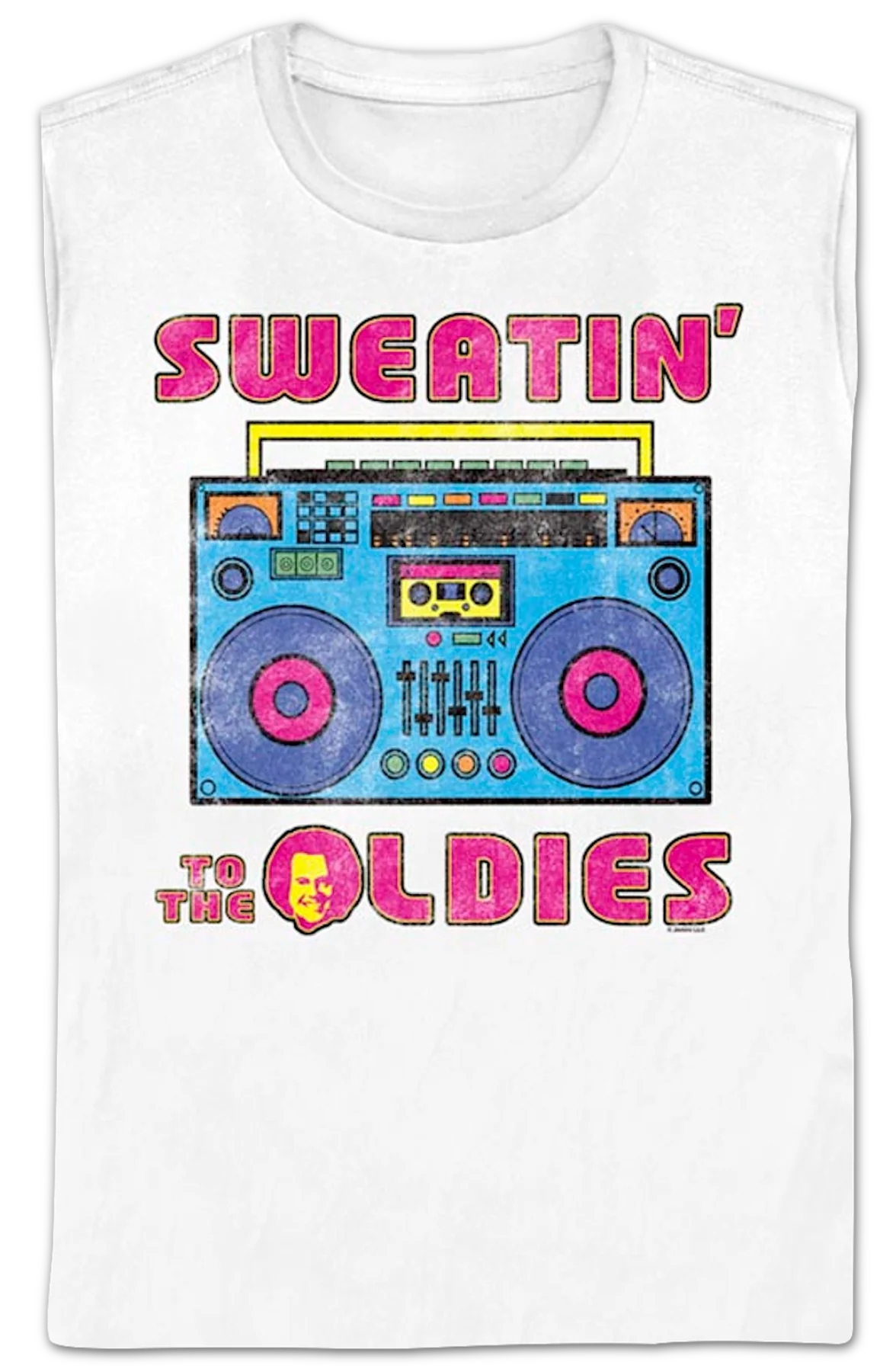 Womens Sweatin' To The Oldies Boombox Richard Simmons Shirt - Image 2