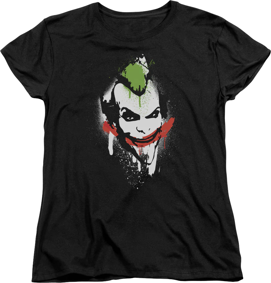 Womens The Joker Spray Painted Smile DC Comics Shirt