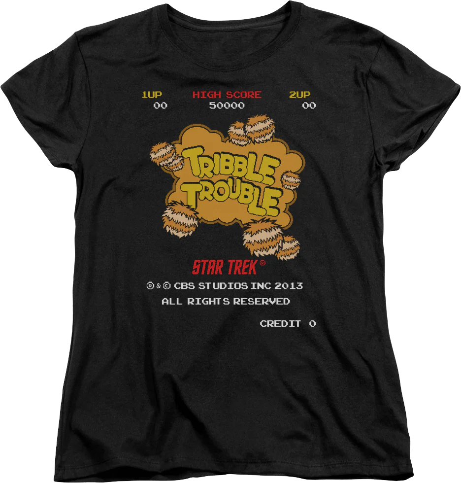 Womens Tribble Trouble Video Game Star Trek Shirt