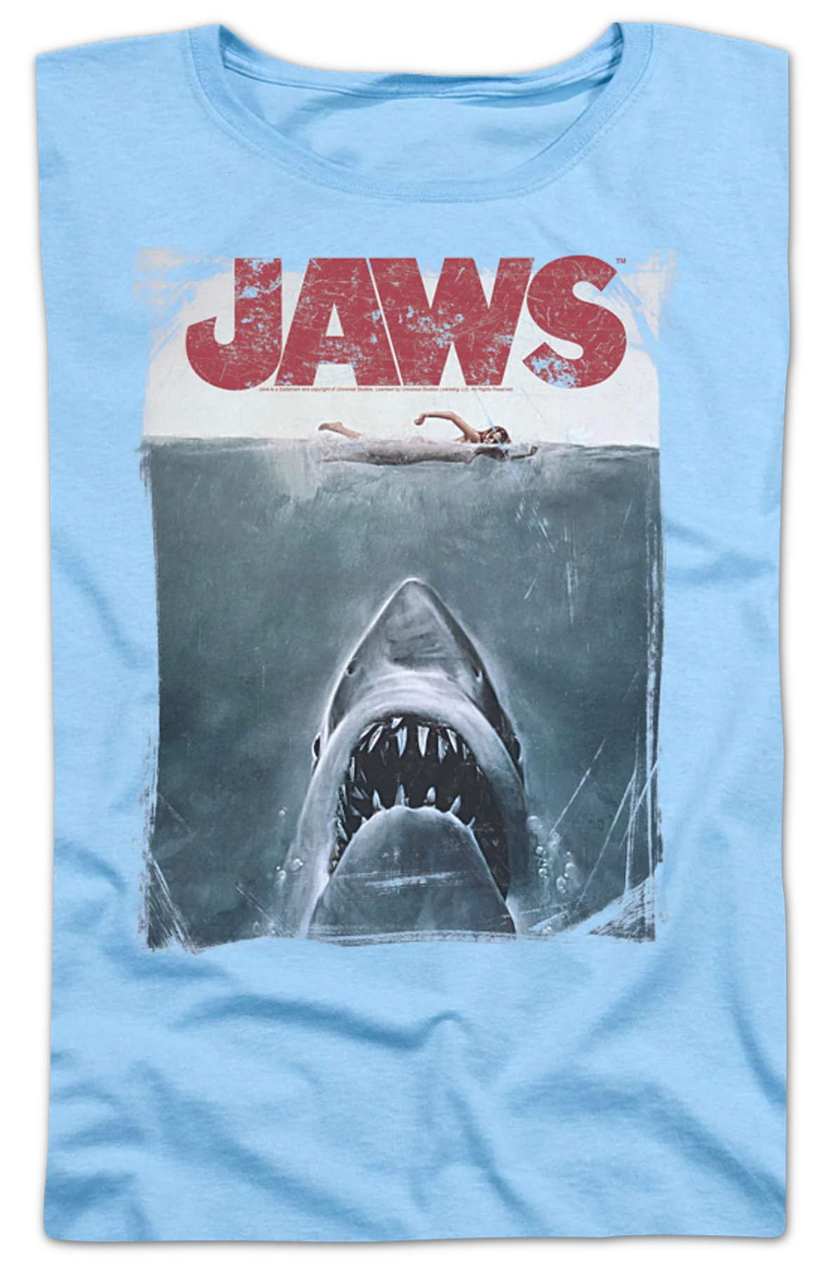 Womens Vintage Movie Poster Jaws Shirt - Image 2
