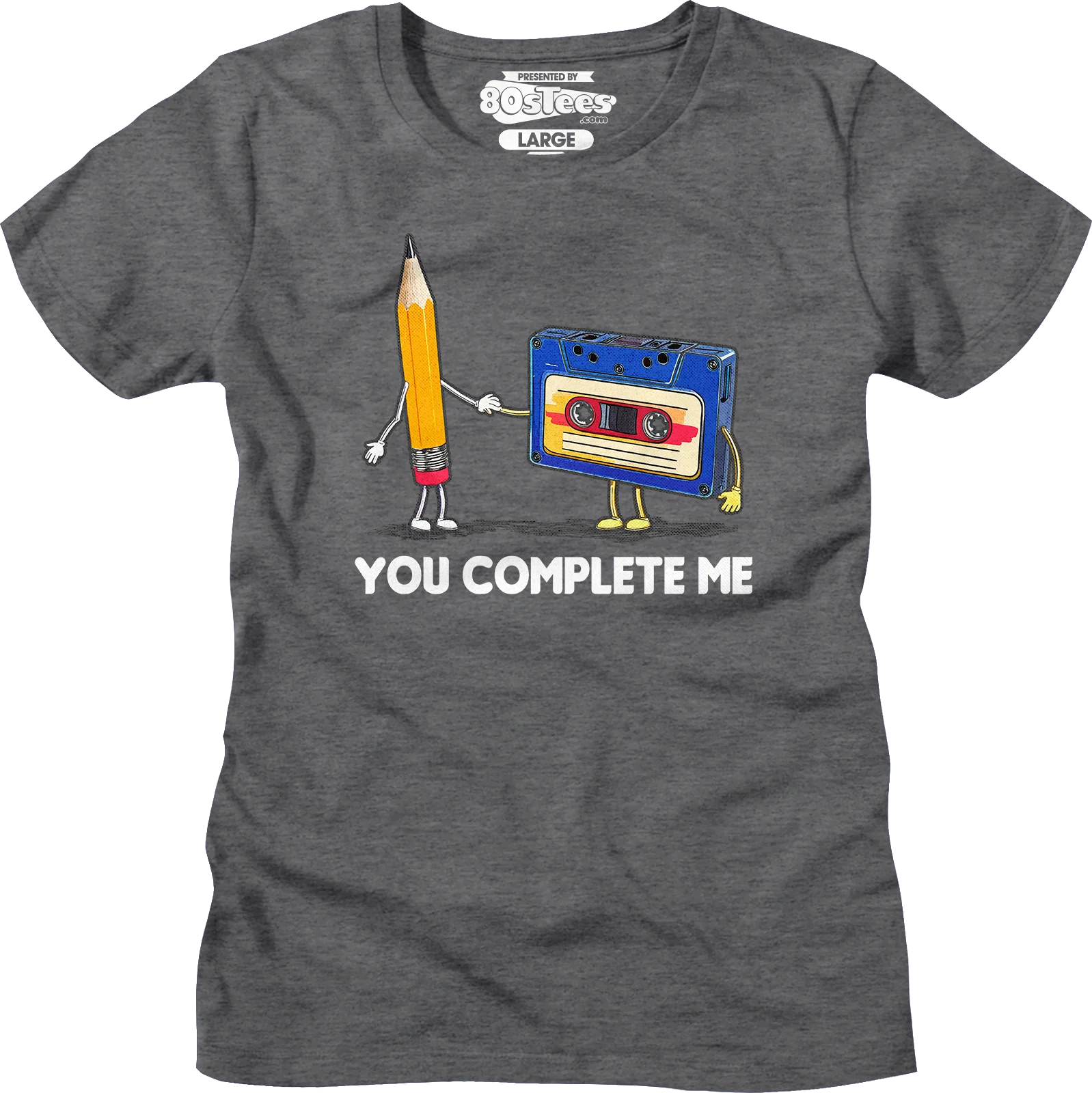 Womens You Complete Me Pencil & Cassette Shirt - Image 5