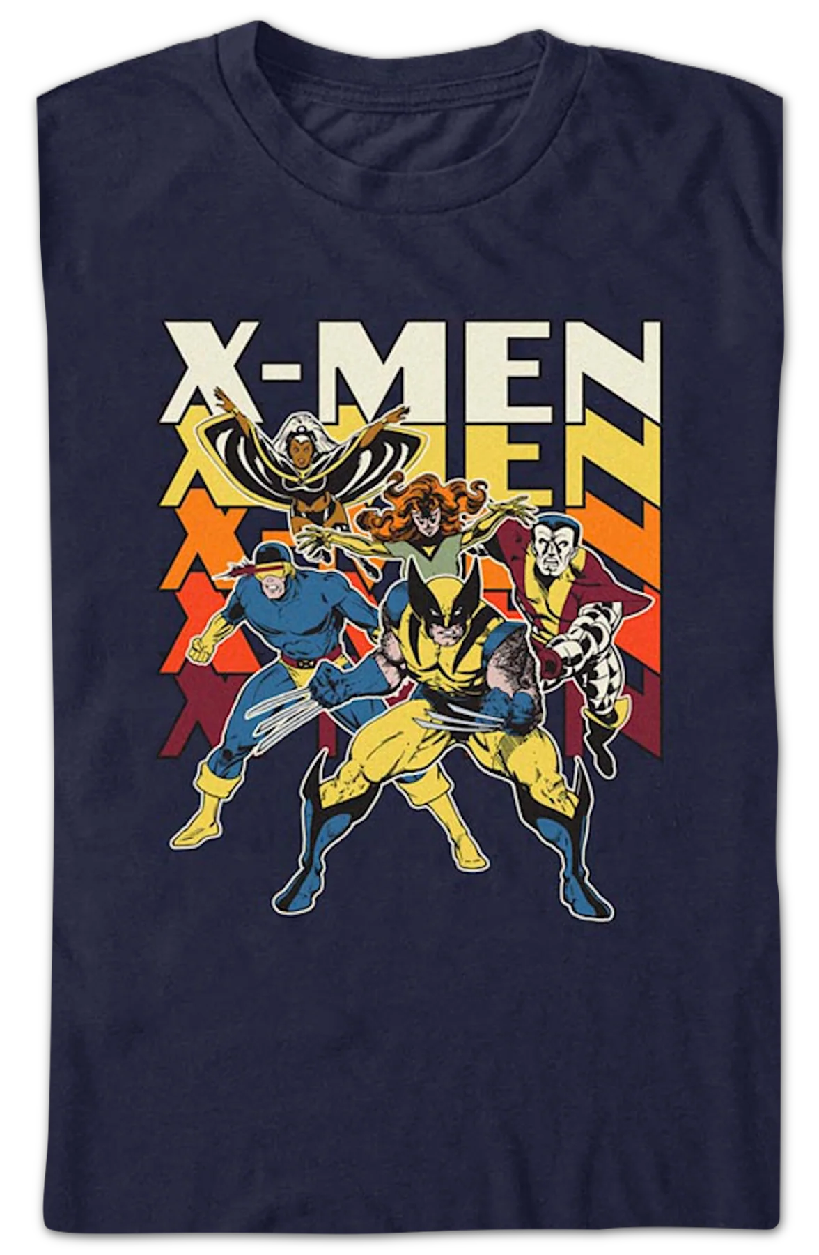 X-Men Characters And Stacked Logo Marvel Comics T-Shirt - Image 2