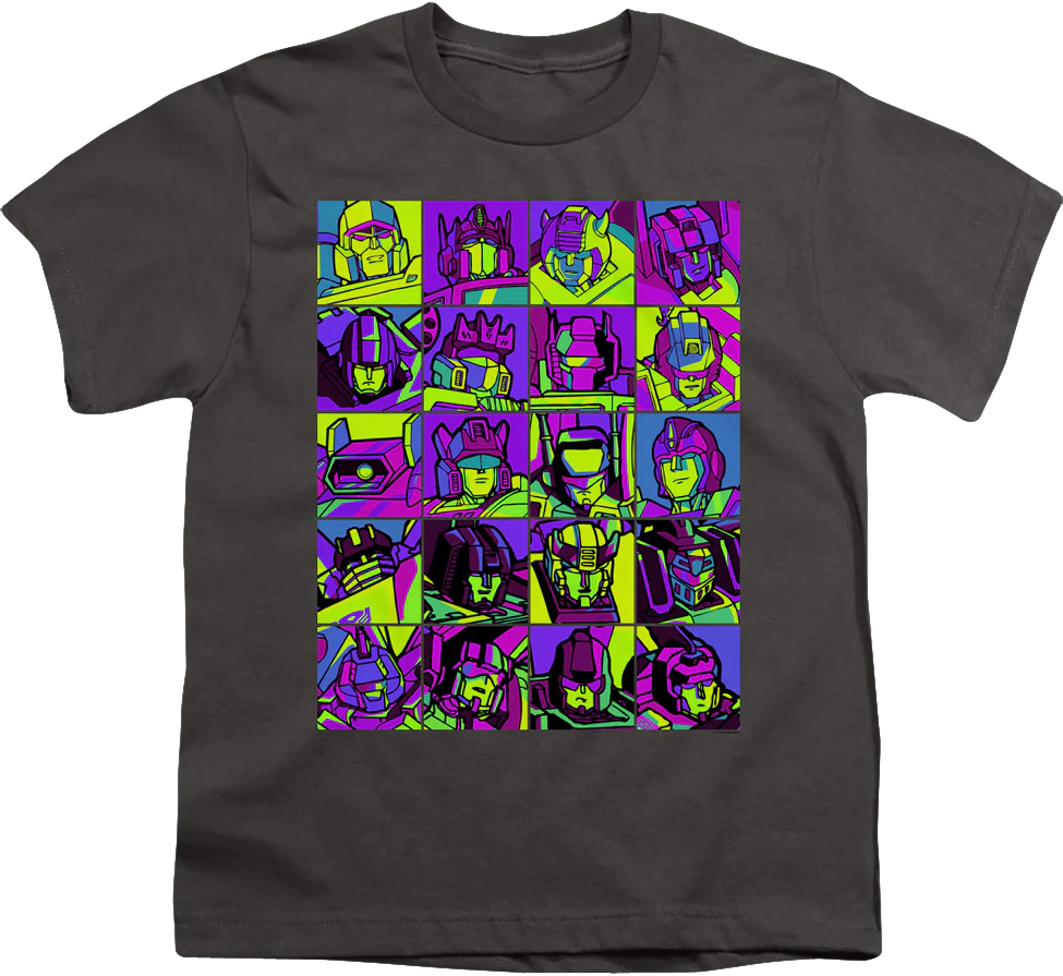 Youth Neon Pop Art Robot Collage Transformers Shirt